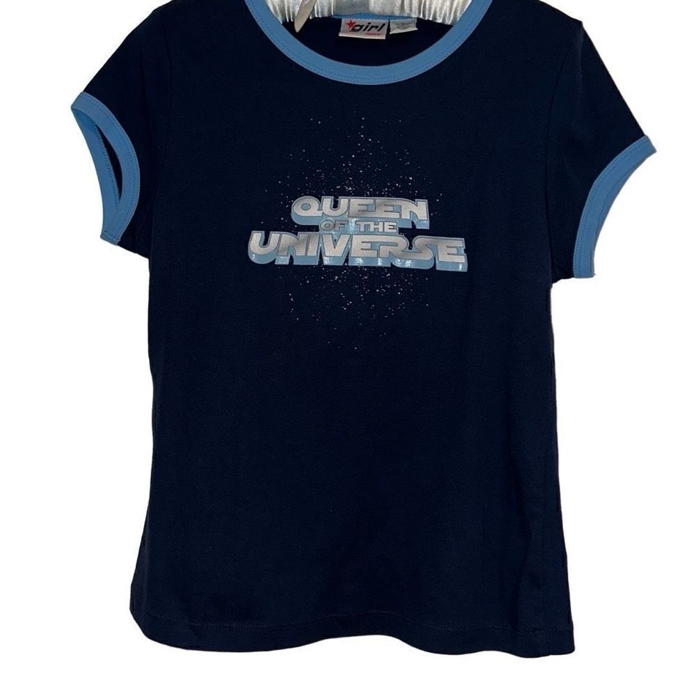 "NWOT" Ladies XL Blue Queen Of The Universe Short Sleeve Graphic Tee by Rebel Gi